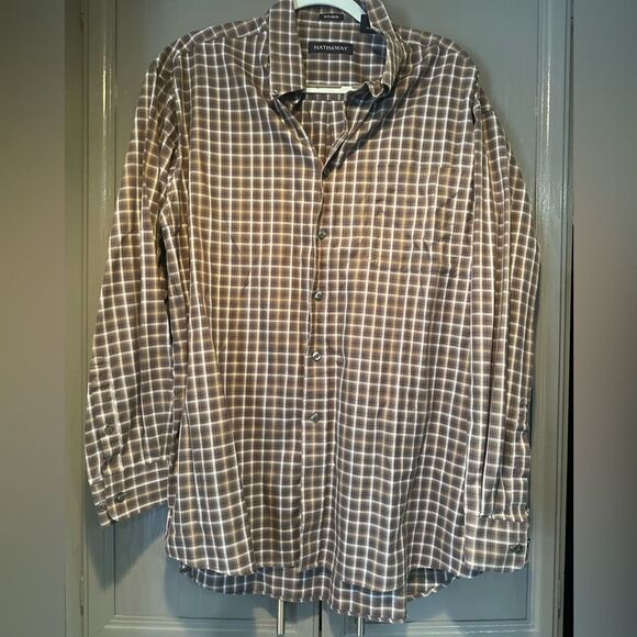 Hathaway NON-IRON Plaid Collared Button Down Shirt XL - Picture 1 of 5